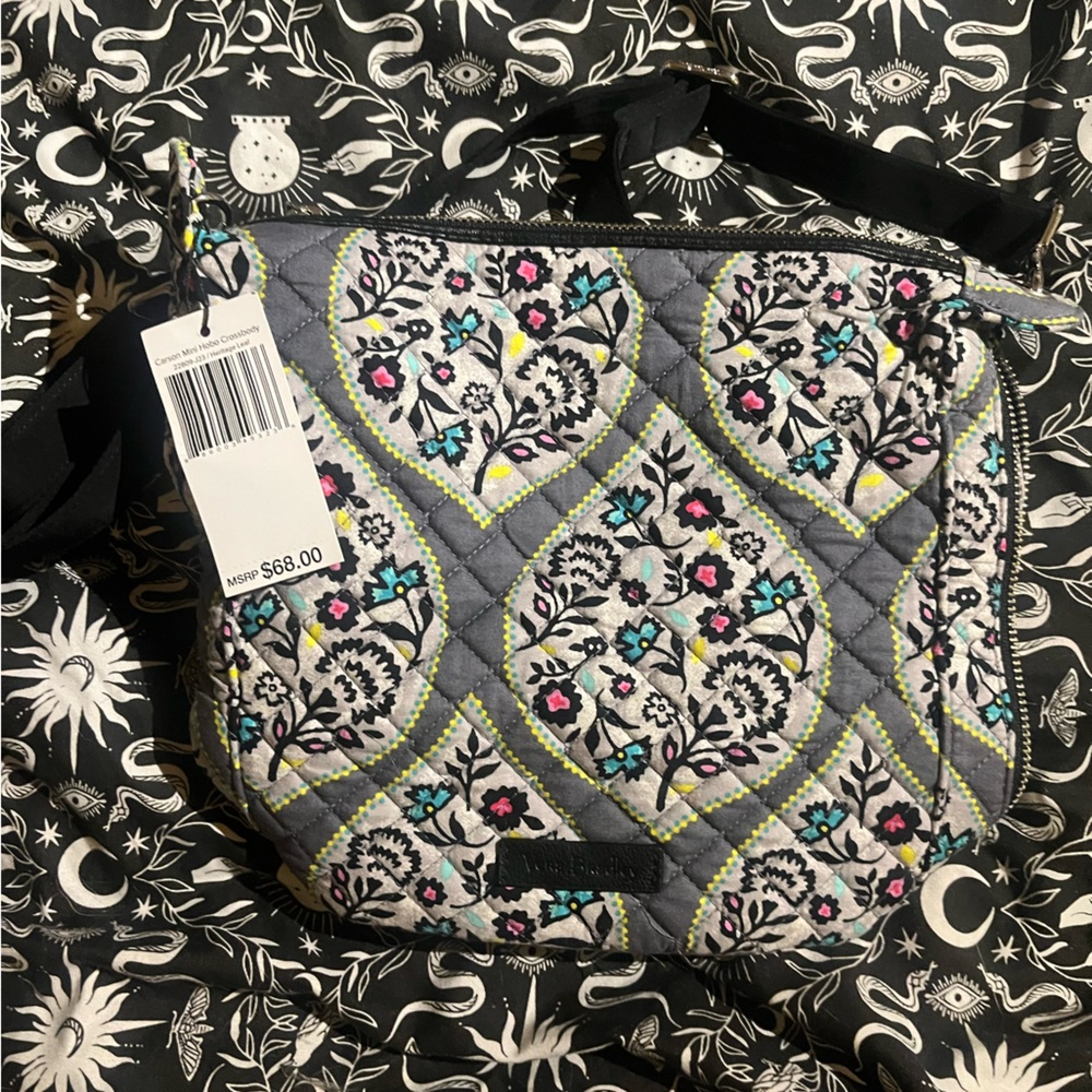 NEW WITH TAGS! Vera Bradley Gray Paisley Pink Black Floral Quilted Crossbody Bag